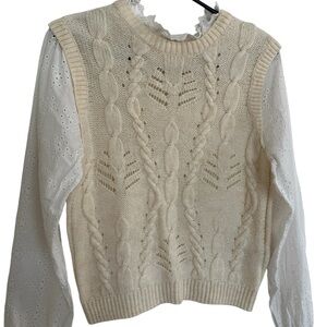 River Island Cream Cable Knit Sweater Vest
